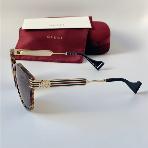Gucci Sunglasses GG0586SA 004 Havana/Gold/Brown - Picture 3 of 8
